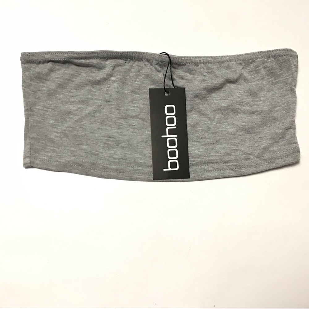 Boohoo Tall Sofia Basic Cropped Bandeau Gray 4 - Picture 7 of 7